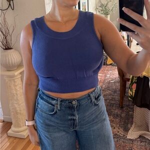 Vintage Ann Taylor blue crop top 100% combed cotton